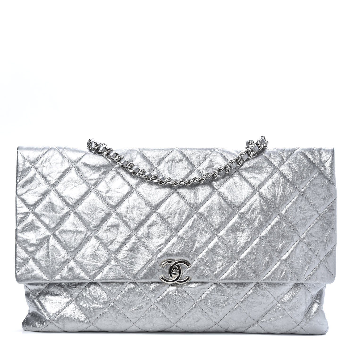 Chanel Metallic Crumpled Calfskin Big Bang Large Flap Bag Silver 1 of 10