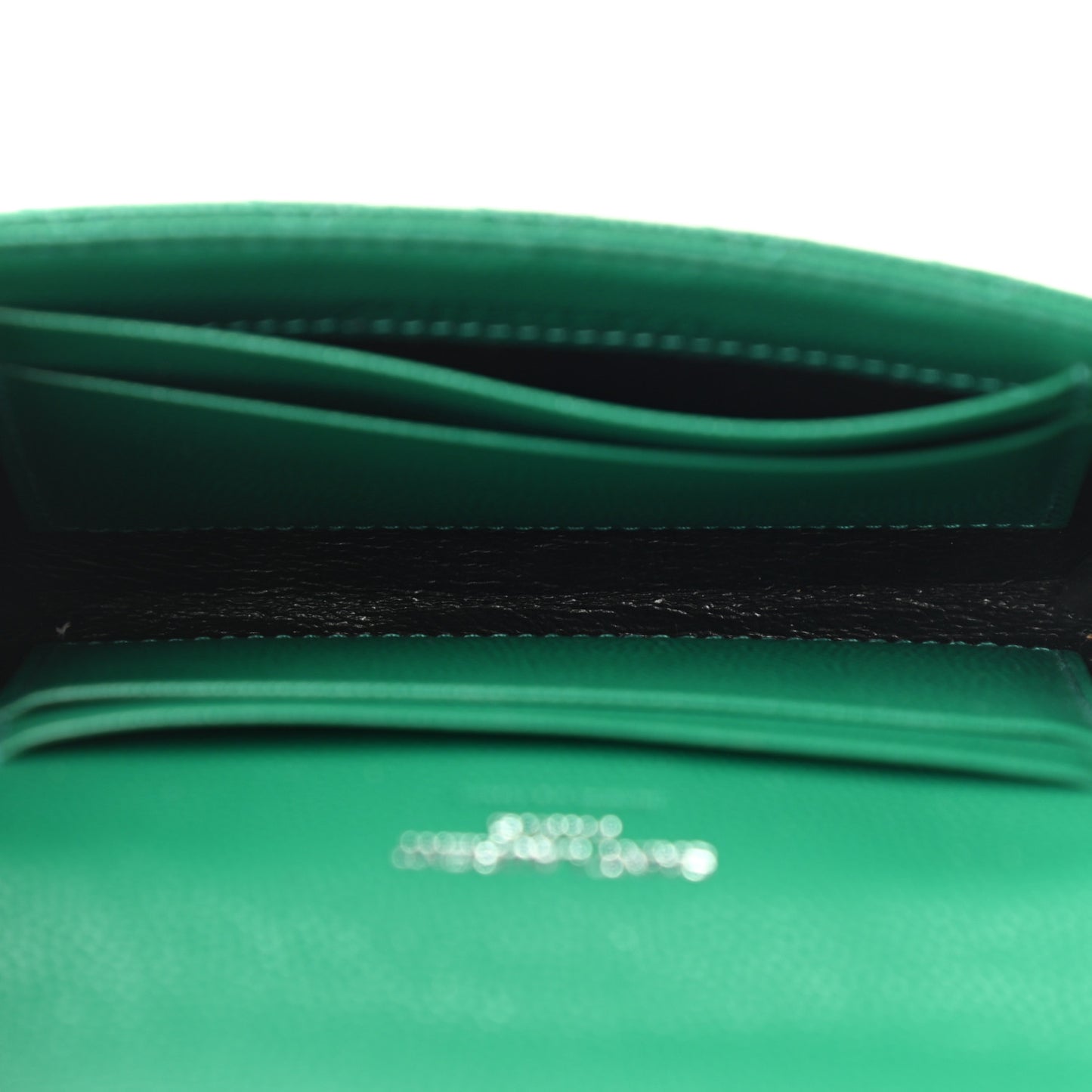 Grain De Poudre Textured Mixed Matelasse Triquilt Small Monogram Envelope Wallet Green Field