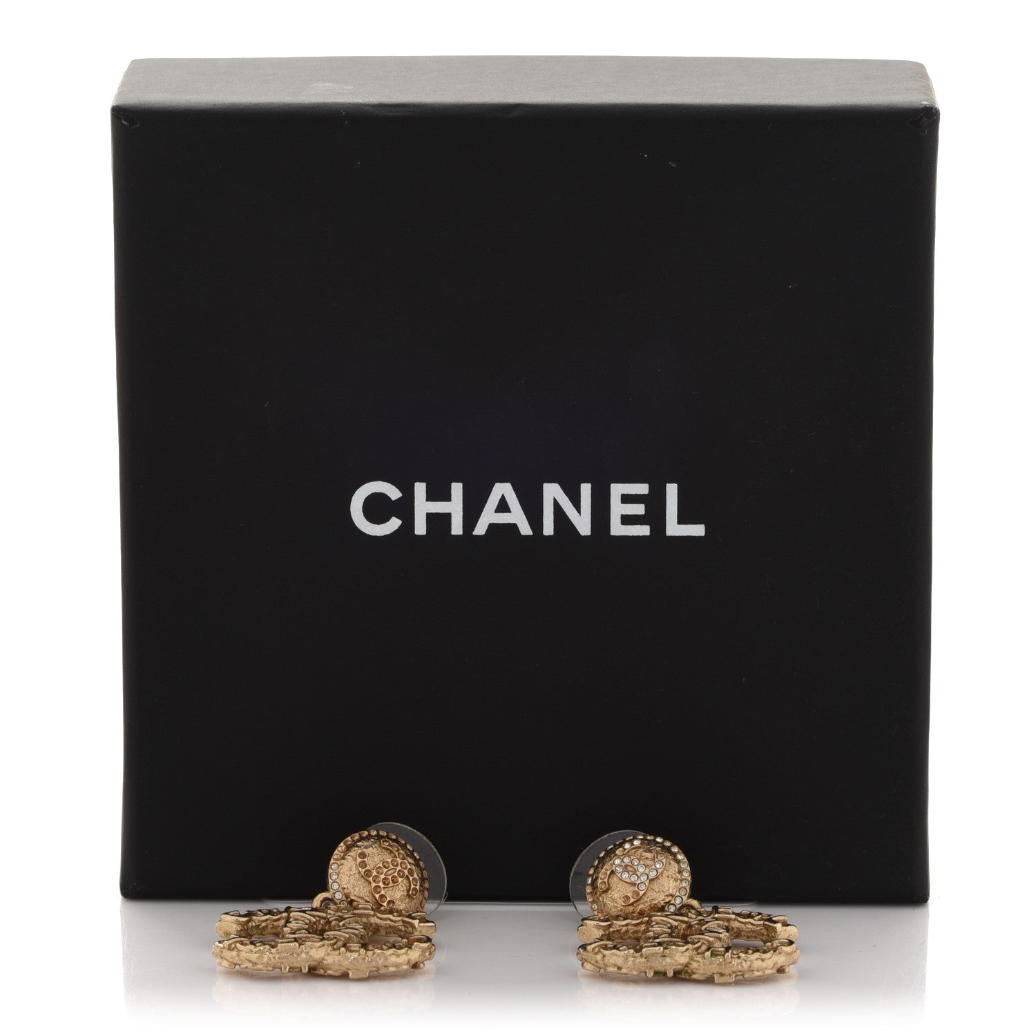 Chanel Crystal CC Drop Logo Earrings Gold 6 of 6