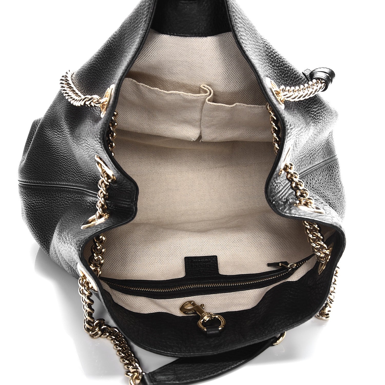 Gucci Pebbled Calfskin Medium Soho Chain Shoulder Bag Black 5 of 11