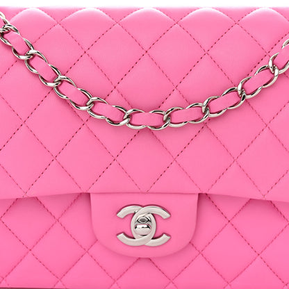 Chanel Lambskin Quilted Medium Double Flap Neon Pink 8 of 11