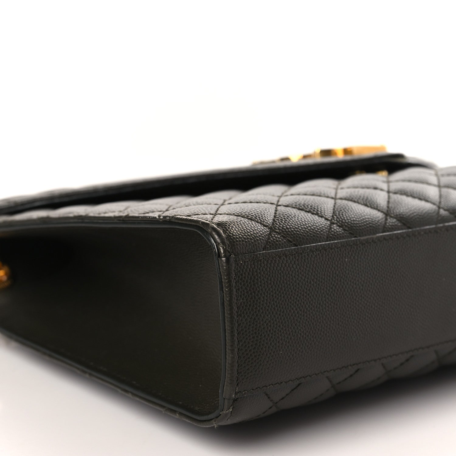 Saint Laurent Grain De Poudre Textured Mixed Matelasse Large Triquilt Monogram Satchel Dark Tea 8 of 9