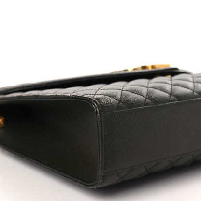 Saint Laurent Grain De Poudre Textured Mixed Matelasse Large Triquilt Monogram Satchel Dark Tea 8 of 9