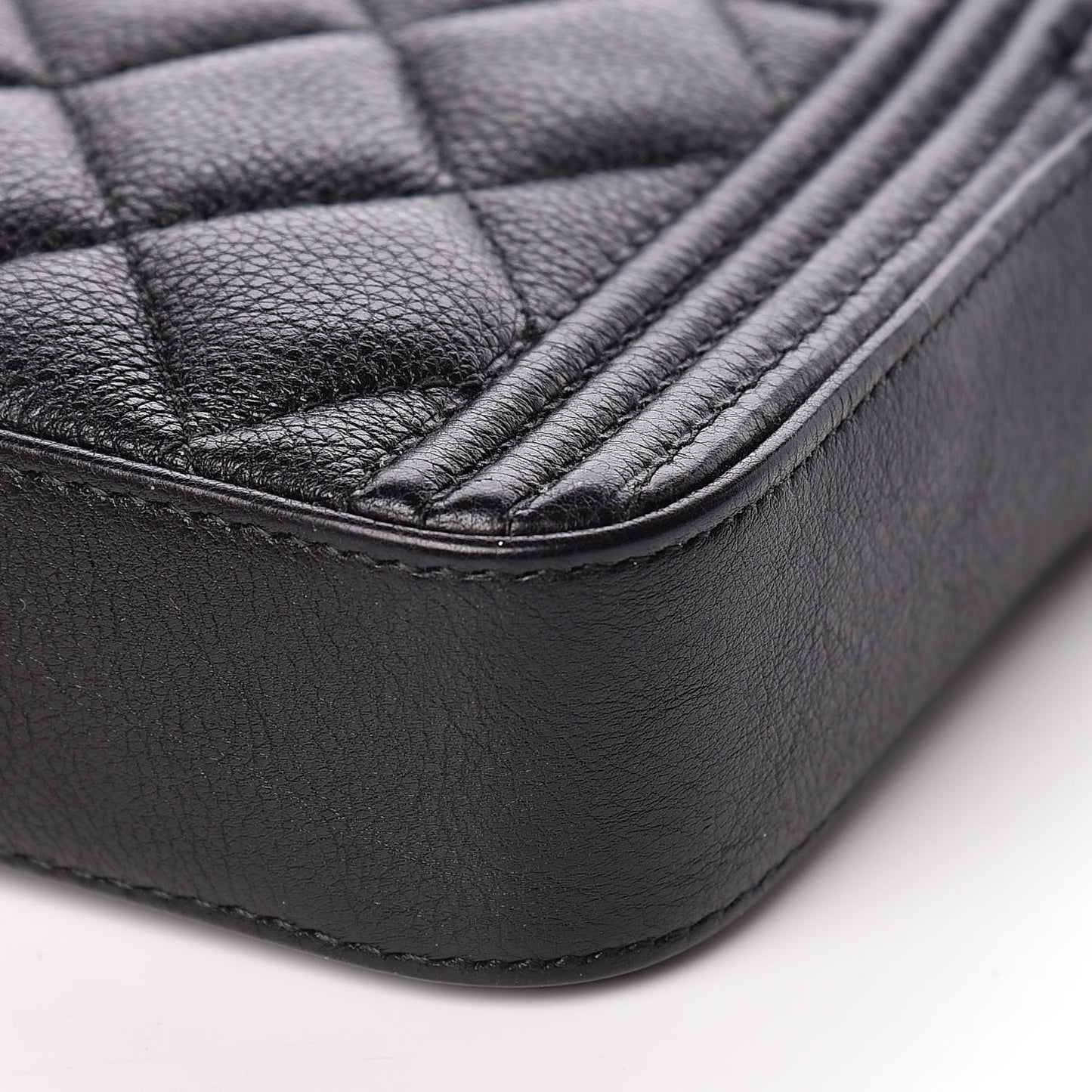 Calfskin Quilted Small Boy Clutch With Chain Black