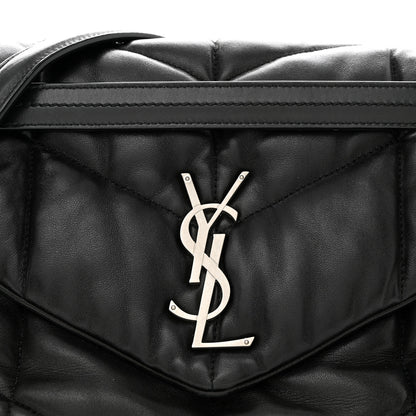 Saint Laurent Lambskin Quilted Medium Loulou Puffer Monogram Chain Satchel Black 8 of 12