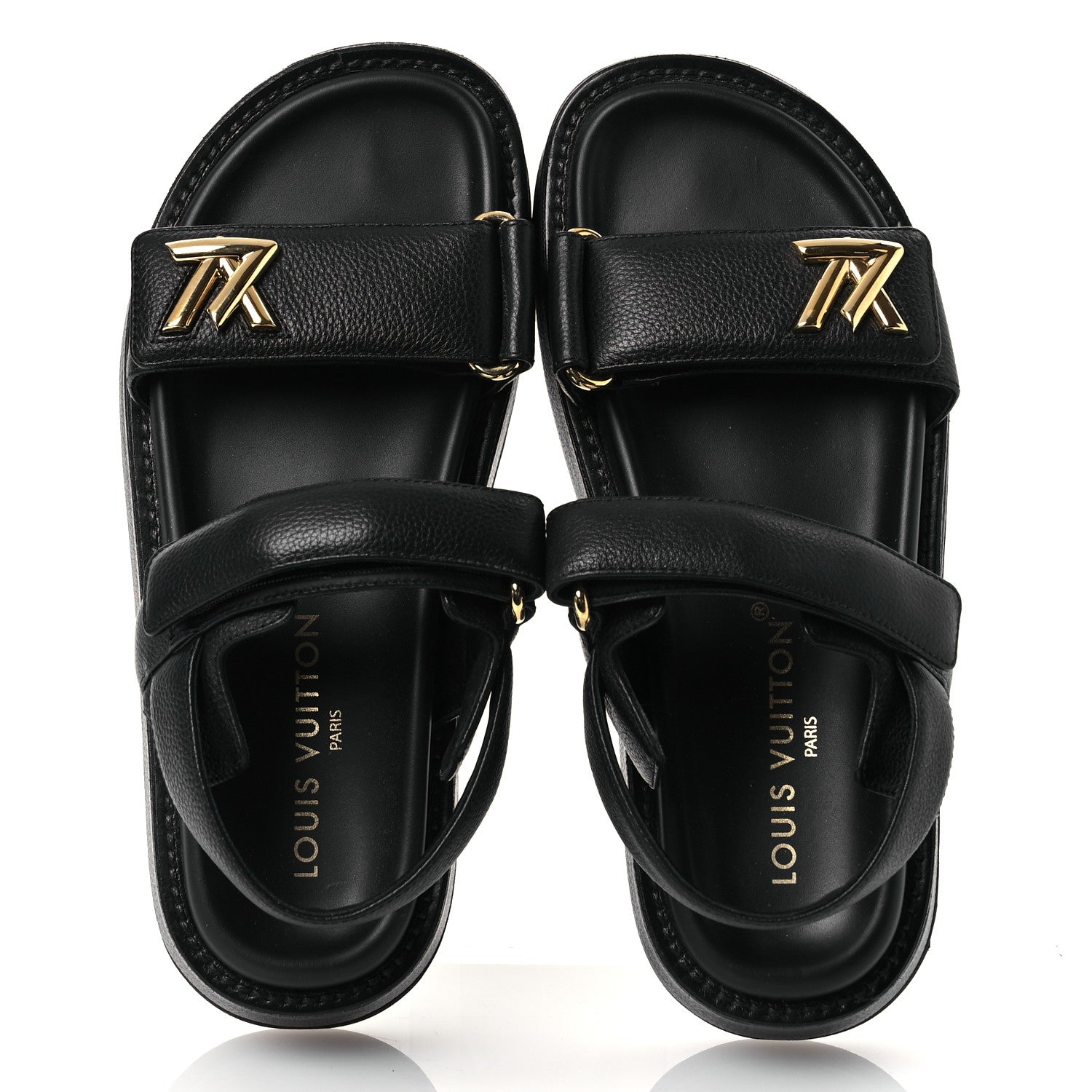Louis Vuitton Lambskin Sunset Comfort Platform Sandals 36.5 Black 2 of 12