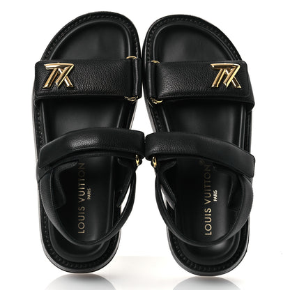 Louis Vuitton Lambskin Sunset Comfort Platform Sandals 36.5 Black 2 of 12