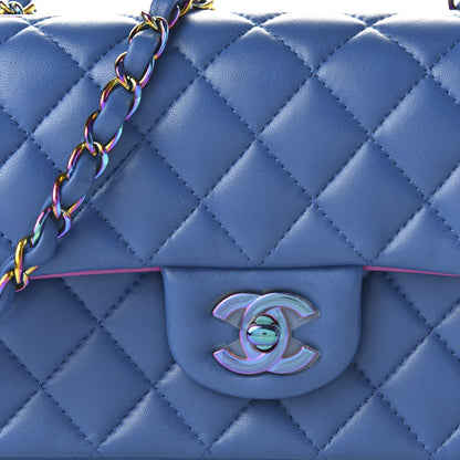 Chanel Lambskin Quilted Mini Rectangular Flap Blue Purple 10 of 11