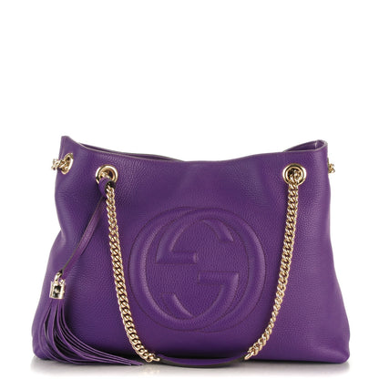 Gucci Pebbled Calfskin Medium Soho Chain Shoulder Bag Shine Purple 1 of 7