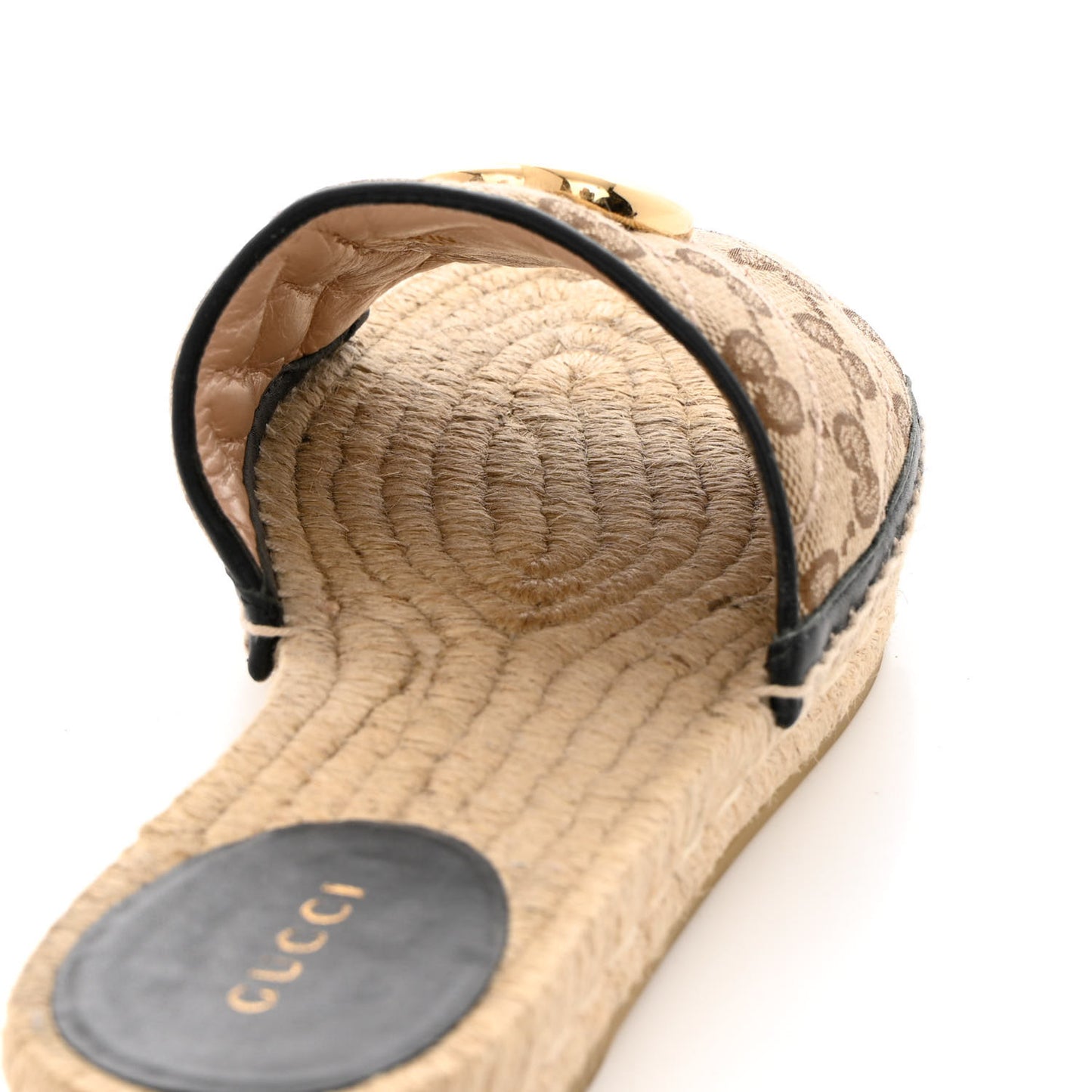 Monogram Matelasse GG Marmont Espadrille 20mm Slide Sandals 37 Beige Ebony Black