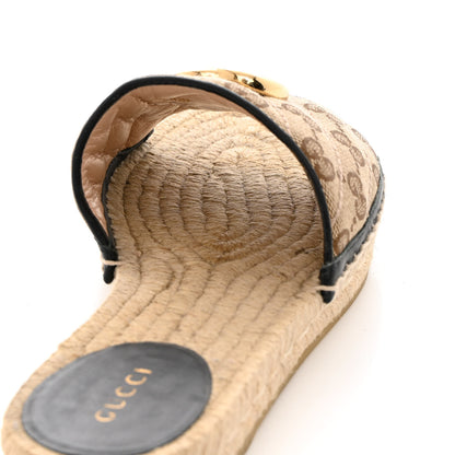 Gucci Monogram Matelasse GG Marmont Espadrille 20mm Slide Sandals 37 Beige Ebony Black 10 of 13