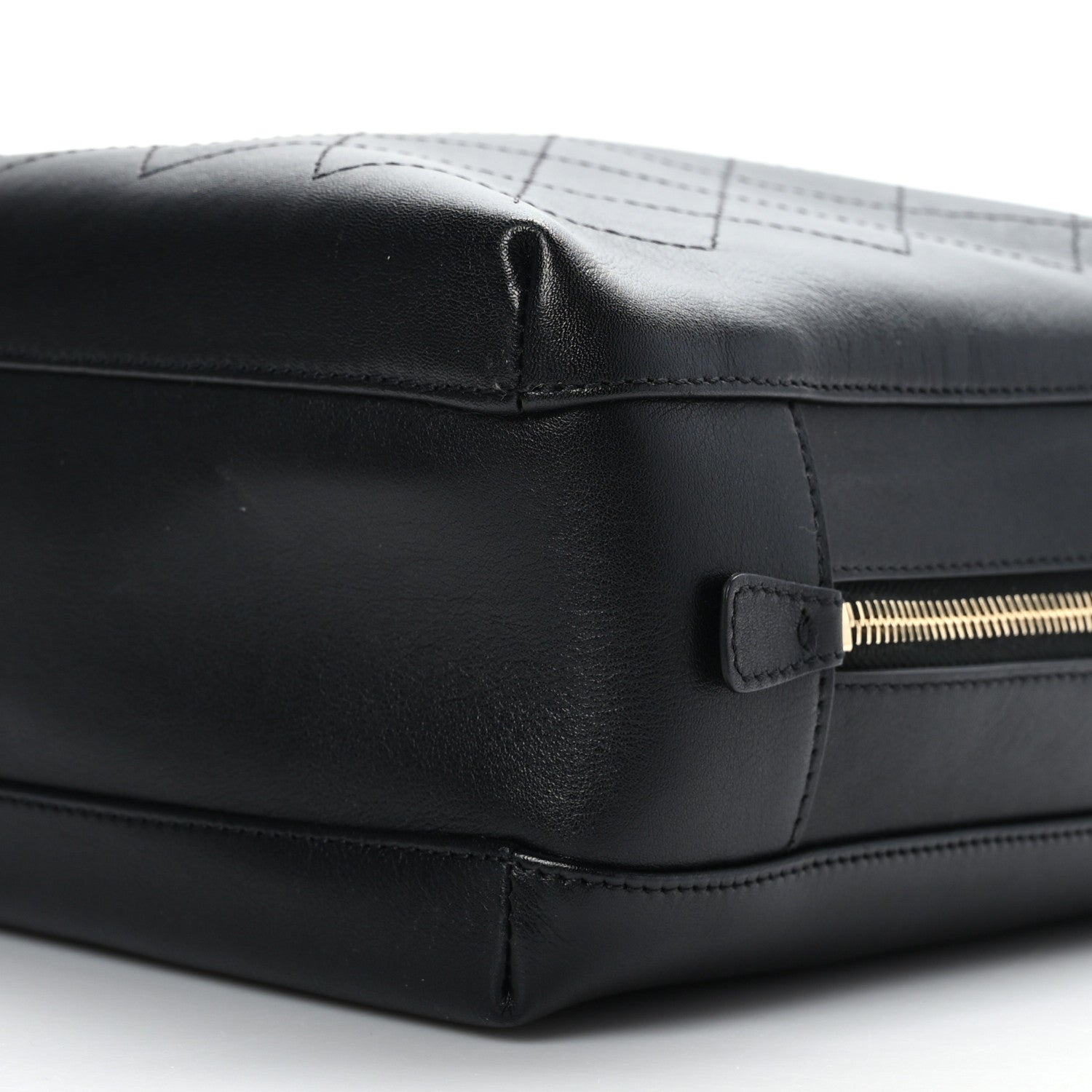 Chanel Calfskin Stitched Sleek Box Top Handle Vanity Bag Black 9 of 9