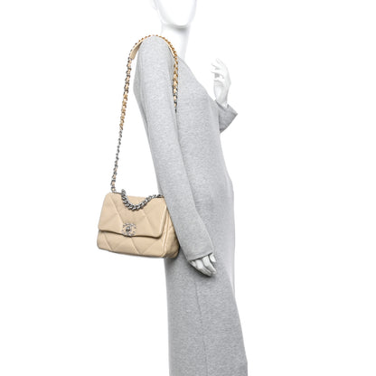 Chanel Lambskin Quilted Medium Chanel 19 Flap Beige 2 of 10