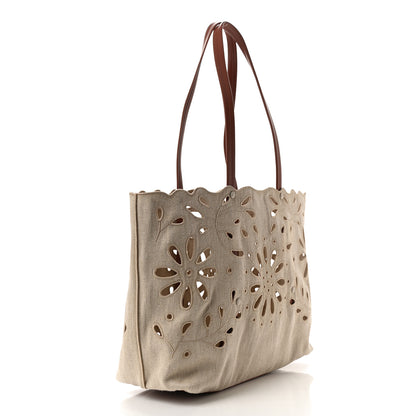 Chloe Linen Calfskin Large Kamilla North-South Tote Beige 3 of 10