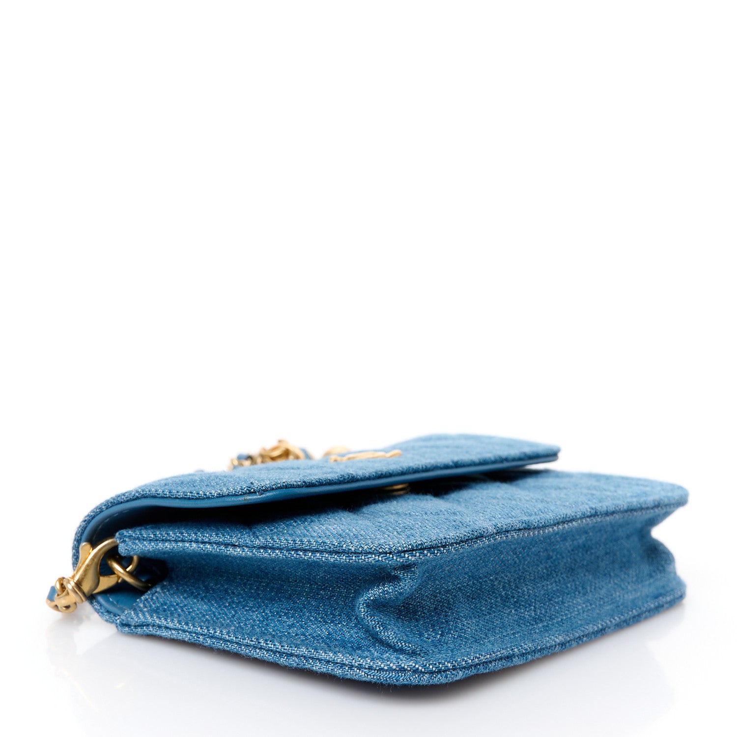 Chanel Denim Quilted CC Pearl Crush Clutch With Chain Blue 4 of 11