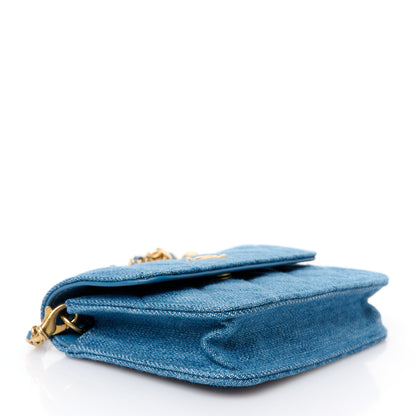 Chanel Denim Quilted CC Pearl Crush Clutch With Chain Blue 4 of 11