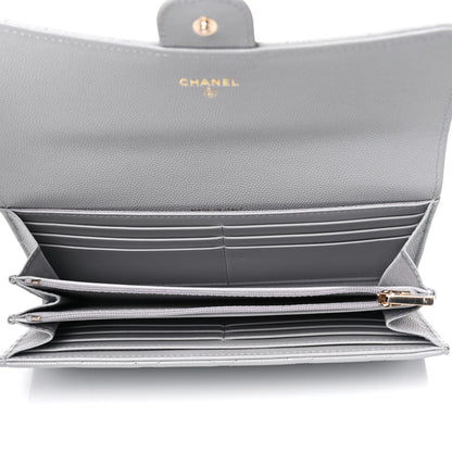 Chanel Caviar Quilted Large Flap Wallet Grey 4 of 5