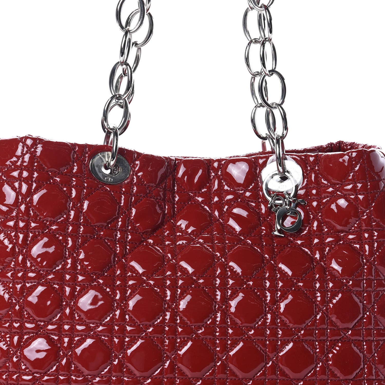 Christian Dior Patent Cannage Large Dior Soft Shopping Tote Red 7 of 10