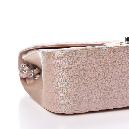 Chanel Metallic Caviar Chevron Quilted Jumbo Double Flap Light Gold 9 of 11