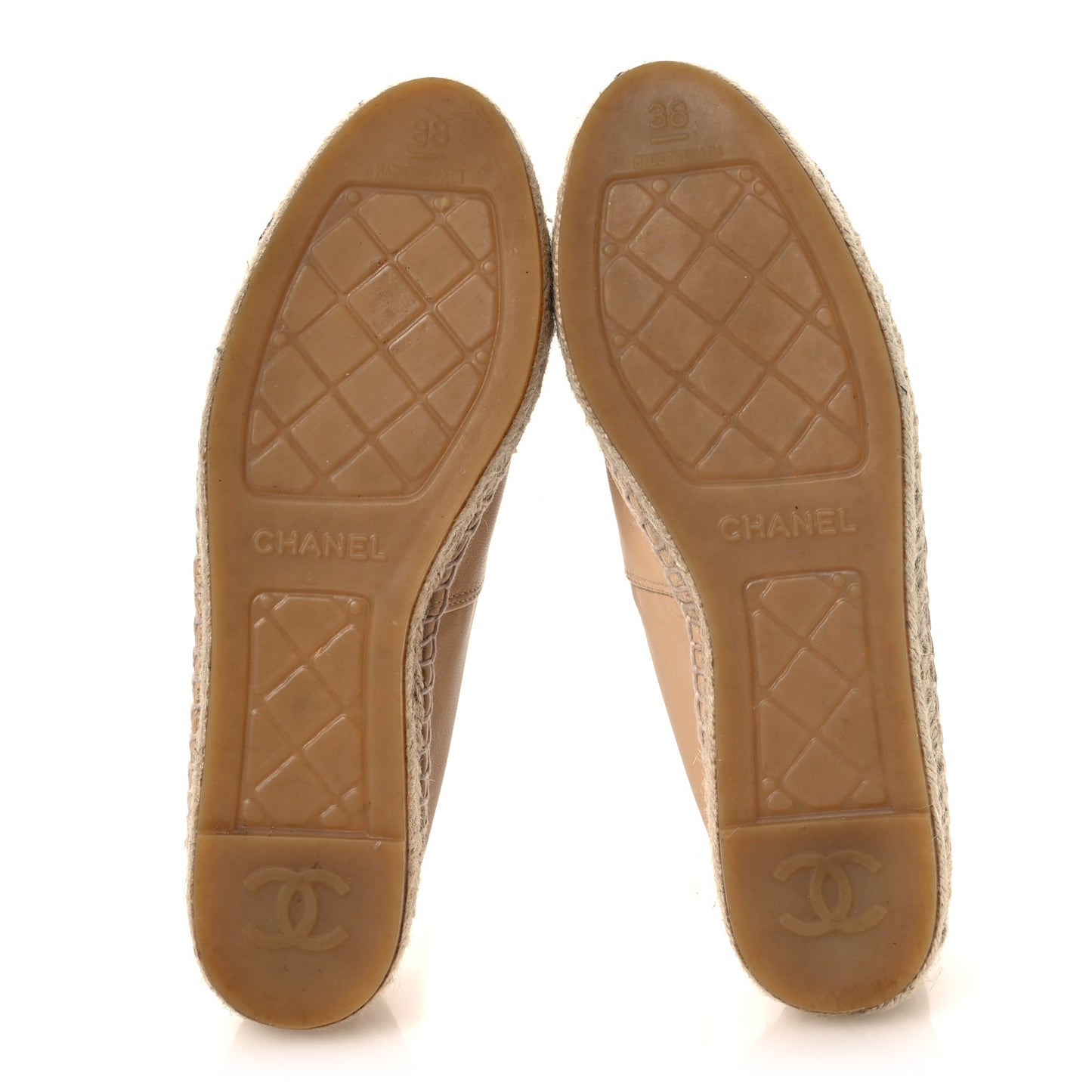 Lambskin CC Espadrilles 38 Beige Black