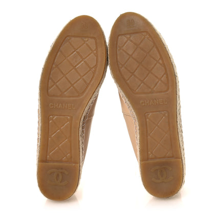 Chanel Lambskin CC Espadrilles 38 Beige Black 7 of 10