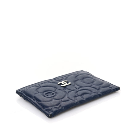 Chanel Lambskin Camellia Embossed Card Holder Navy 4 of 7