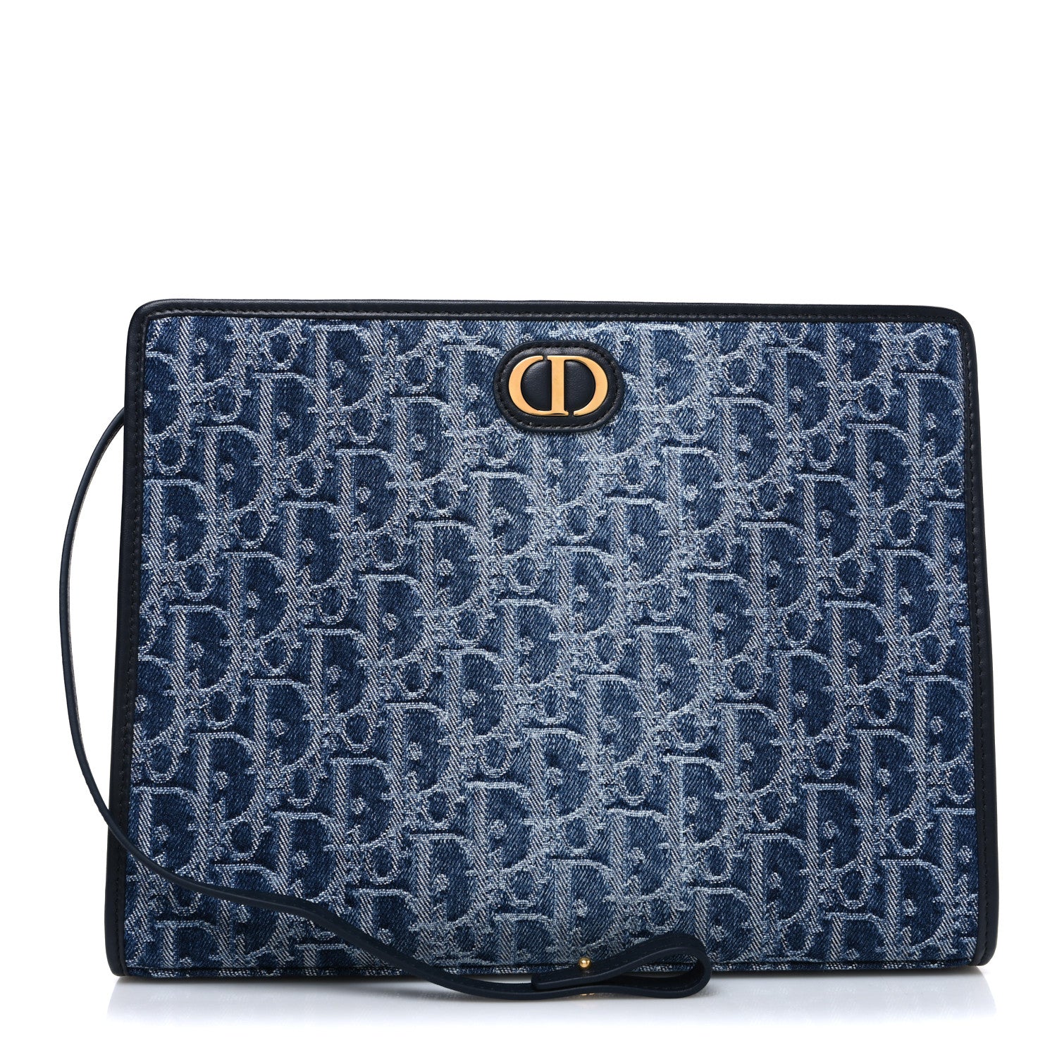 Christian Dior Denim Jacquard Oblique 30 Montaigne Dea Pouch  Blue 1 of 7