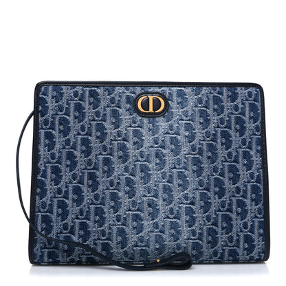 Christian Dior Denim Jacquard Oblique 30 Montaigne Dea Pouch  Blue 1 of 7