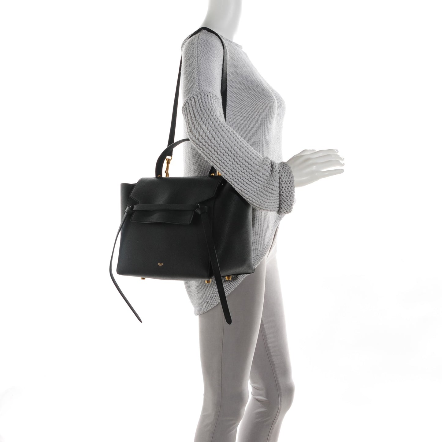 Grained Calfskin Mini Belt Bag Black