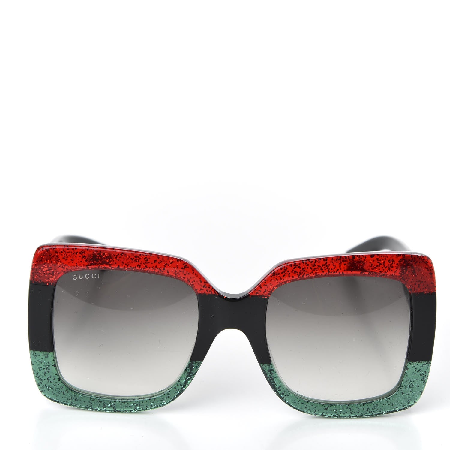 Gucci Acetate Square Frame Sunglasses GG0083S Glitter Red Black Green 2 of 8