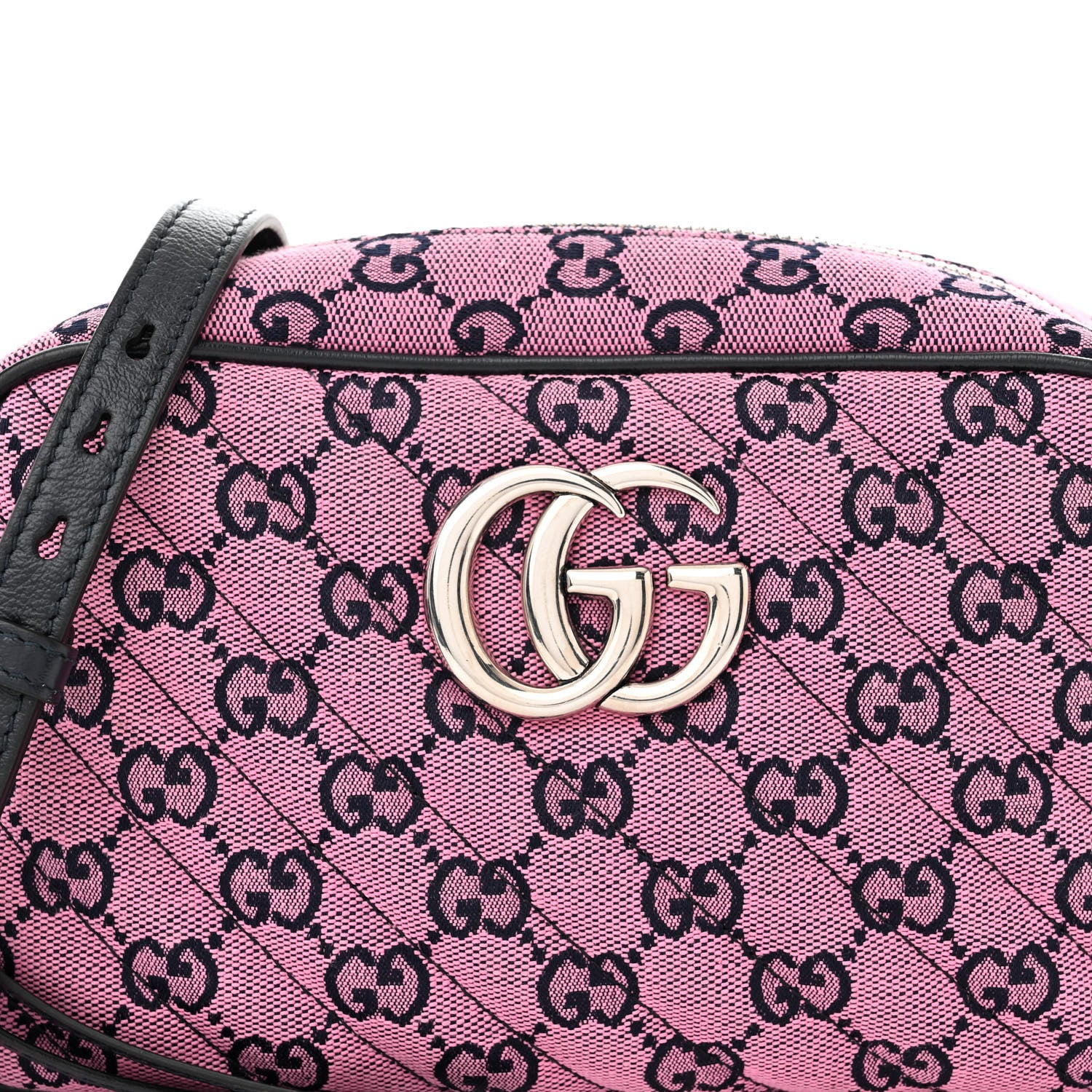 Gucci Monogram Multicolor Matelasse Diagonal Small GG Marmont Chain Shoulder Bag Pink Blue 8 of 10