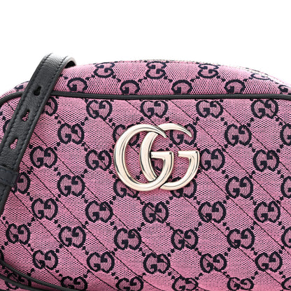 Gucci Monogram Multicolor Matelasse Diagonal Small GG Marmont Chain Shoulder Bag Pink Blue 8 of 10