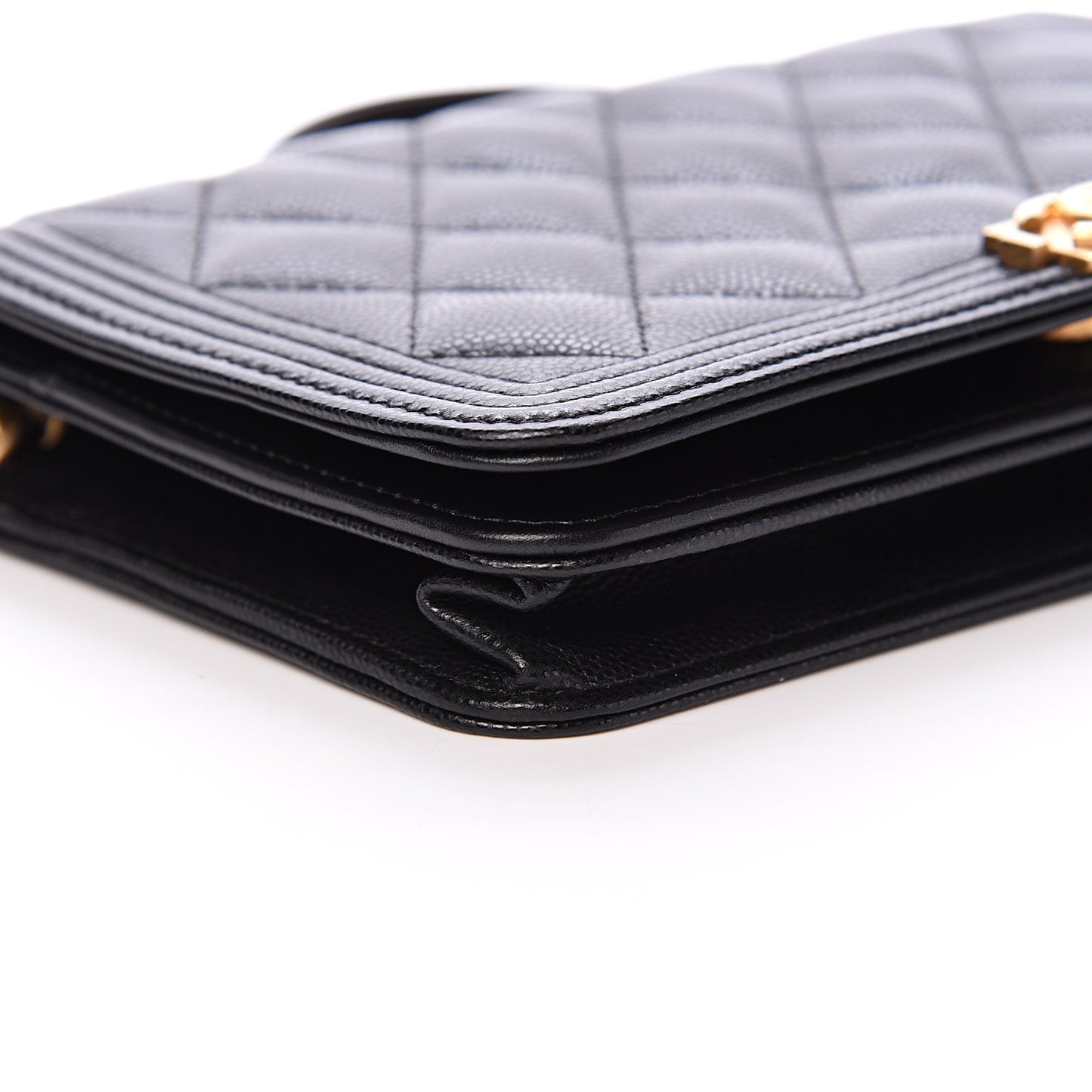 Caviar Quilted Boy Wallet On Chain WOC Black