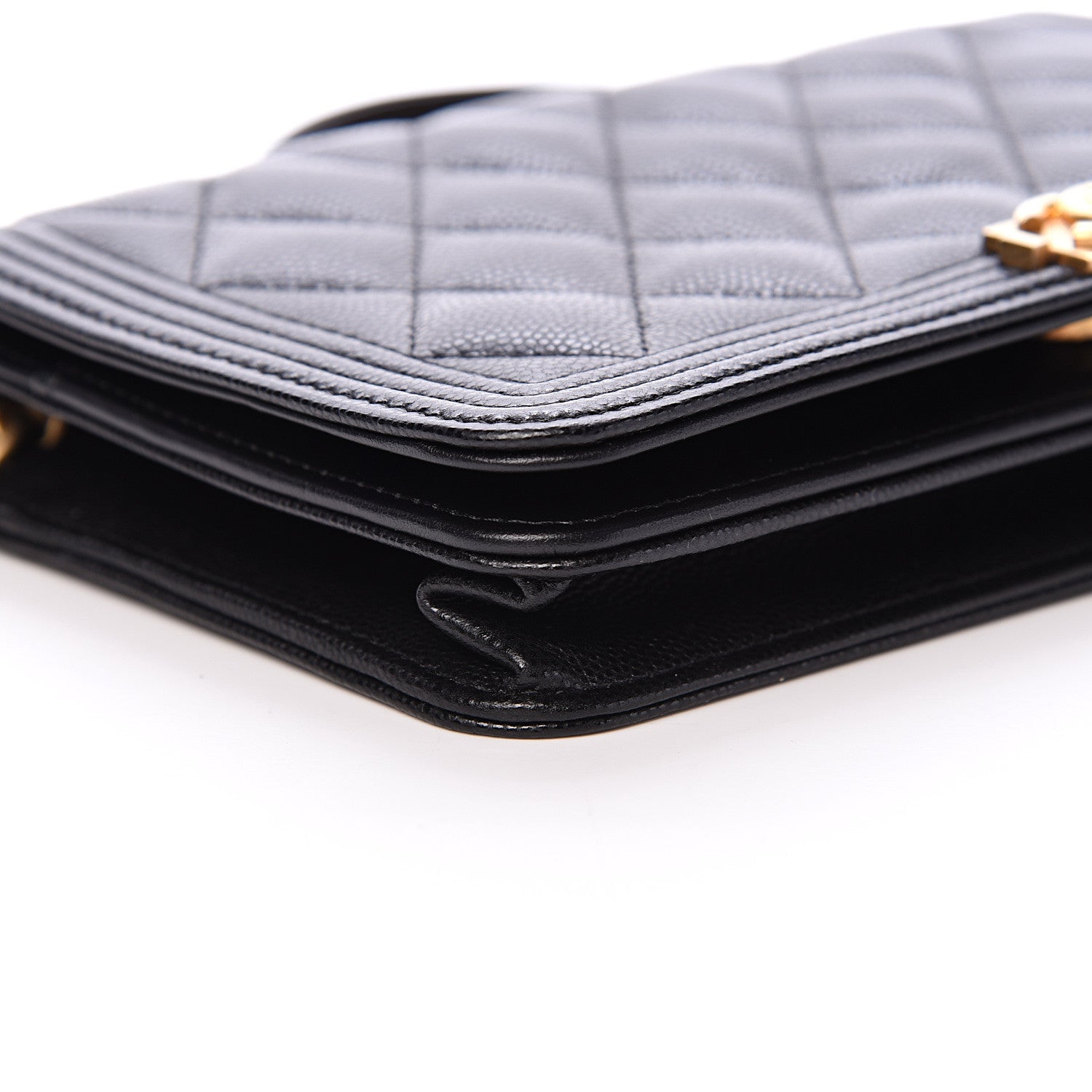 Chanel Caviar Quilted Boy Wallet On Chain WOC Black 9 of 12