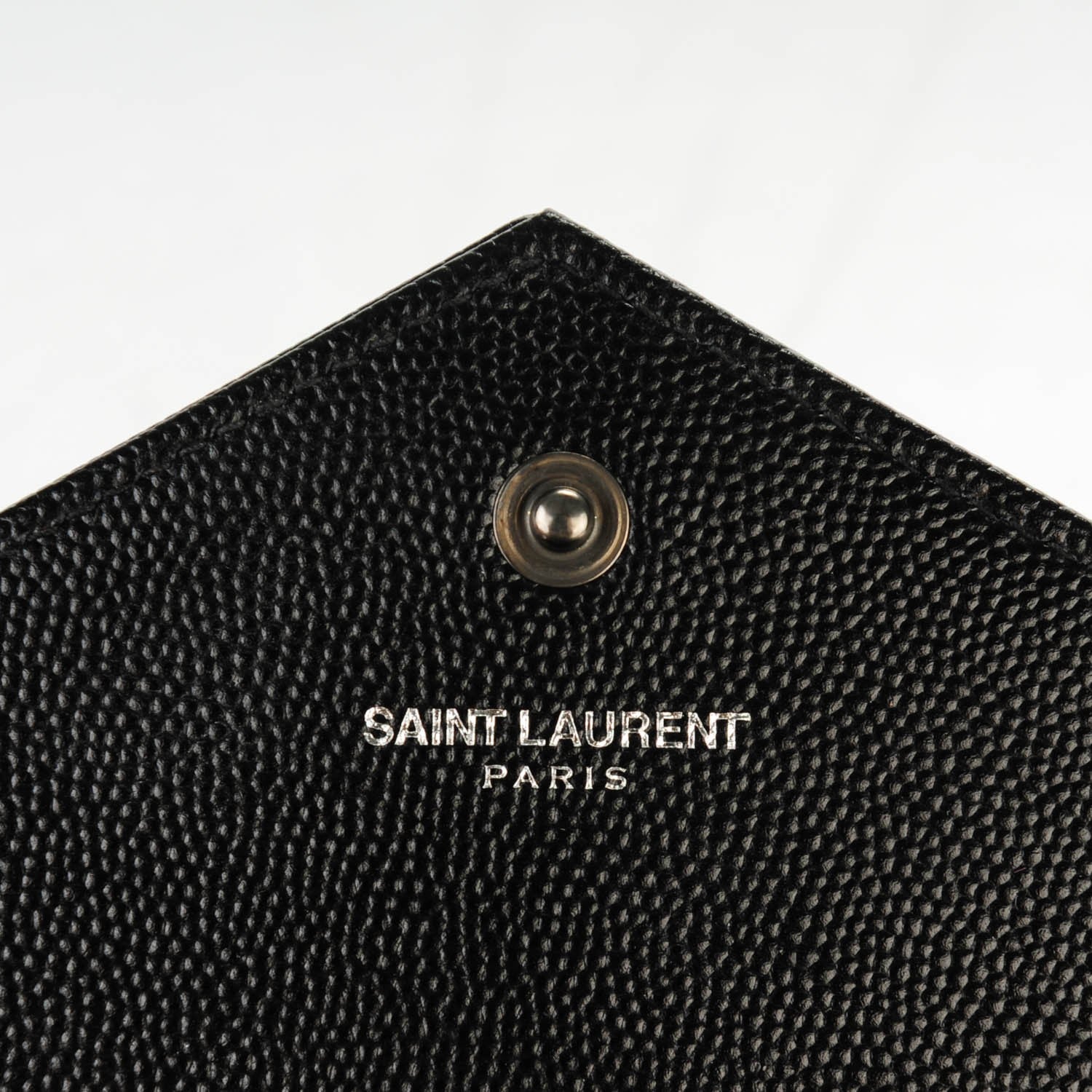 Saint Laurent Grain De Poudre Matelasse Chevron Medium Monogram Chain Wallet Black 6 of 7