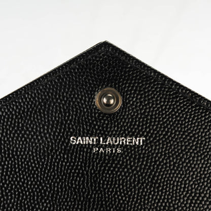 Saint Laurent Grain De Poudre Matelasse Chevron Medium Monogram Chain Wallet Black 6 of 7