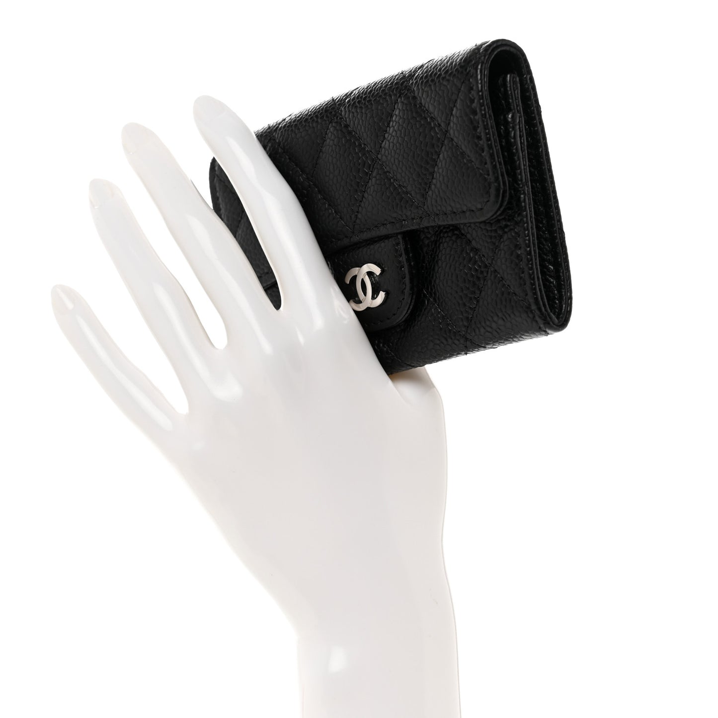 Caviar Quilted Flap Card Holder Black