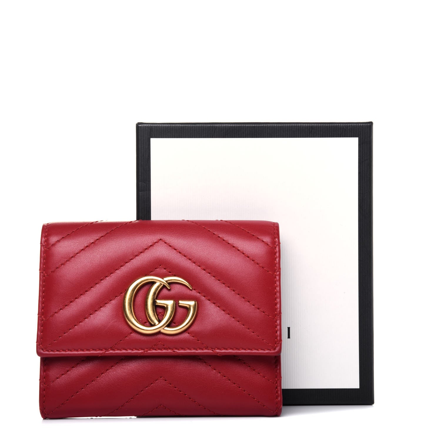 Gucci Calfskin Matelasse GG Marmont Wallet Hibiscus Red 13 of 13