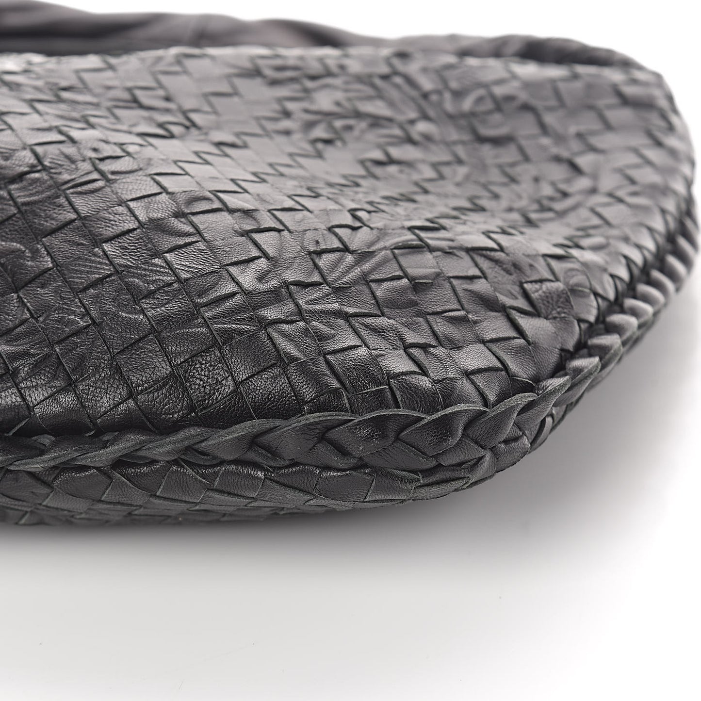 Nappa Intrecciato Embossed Medium Veneta Hobo Black