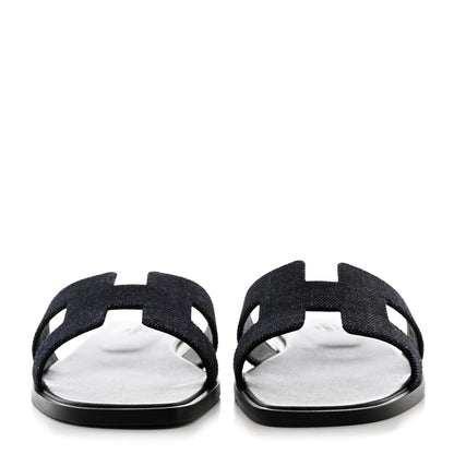 Hermes Denim Canvas Oran Sandals 36.5 Bleu Brut 2 of 9