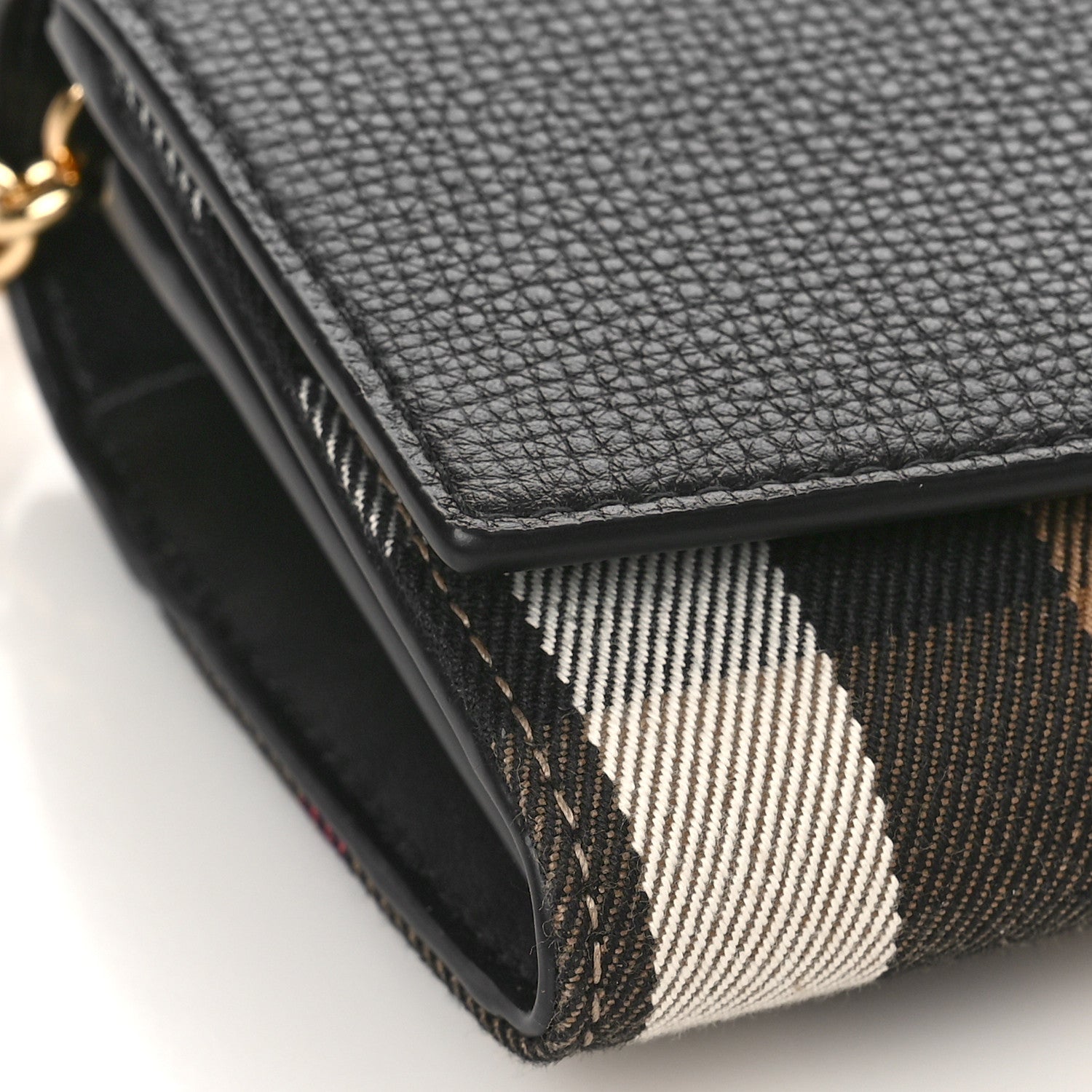 Burberry Grainy Calfskin House Check Henley Wallet On Chain Black 7 of 8