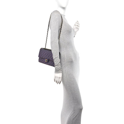 Chanel Iridescent Goatskin Quilted Medium Double Flap Purple 2 of 10