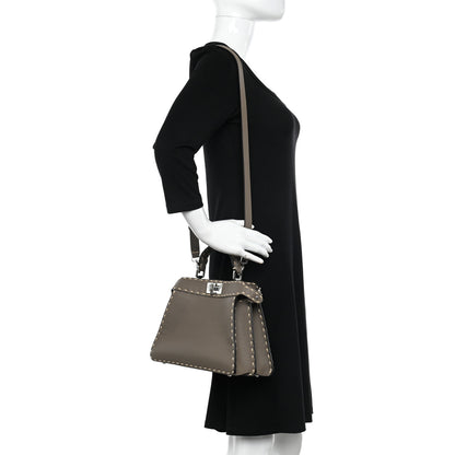 Fendi Vitello Granato Camoscio Selleria Macro Stitchings Small Peekaboo I SEE U Satchel Tartufo 2 of 13