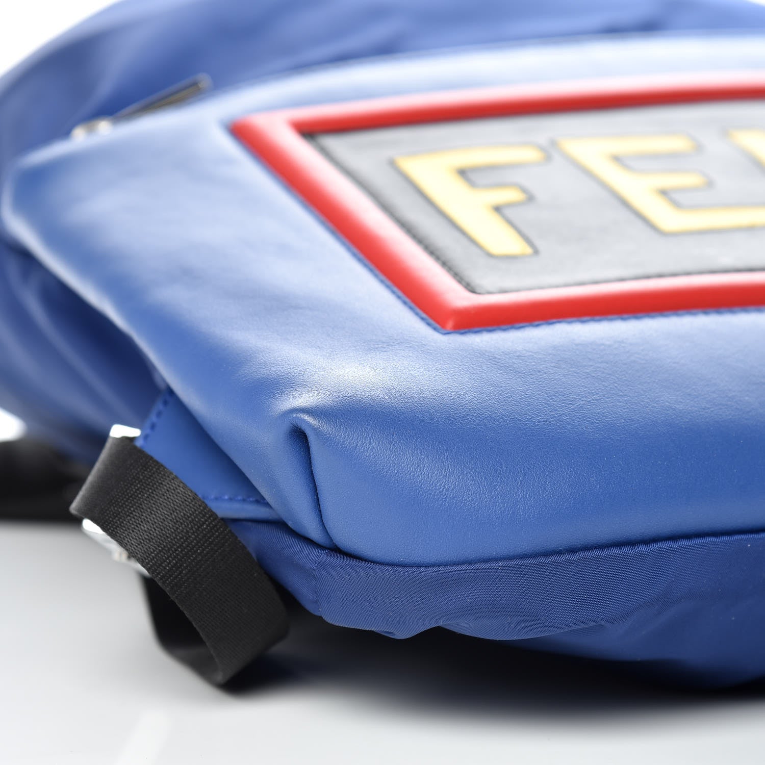 Fendi Nylon Vitello Century Vocabulary Drawstring Backpack Blue Cobalto Blue Neon Sunflower 6 of 10