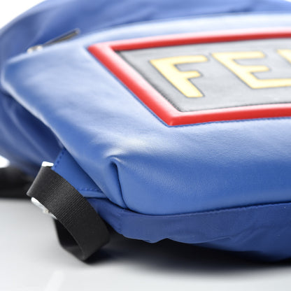Fendi Nylon Vitello Century Vocabulary Drawstring Backpack Blue Cobalto Blue Neon Sunflower 6 of 10
