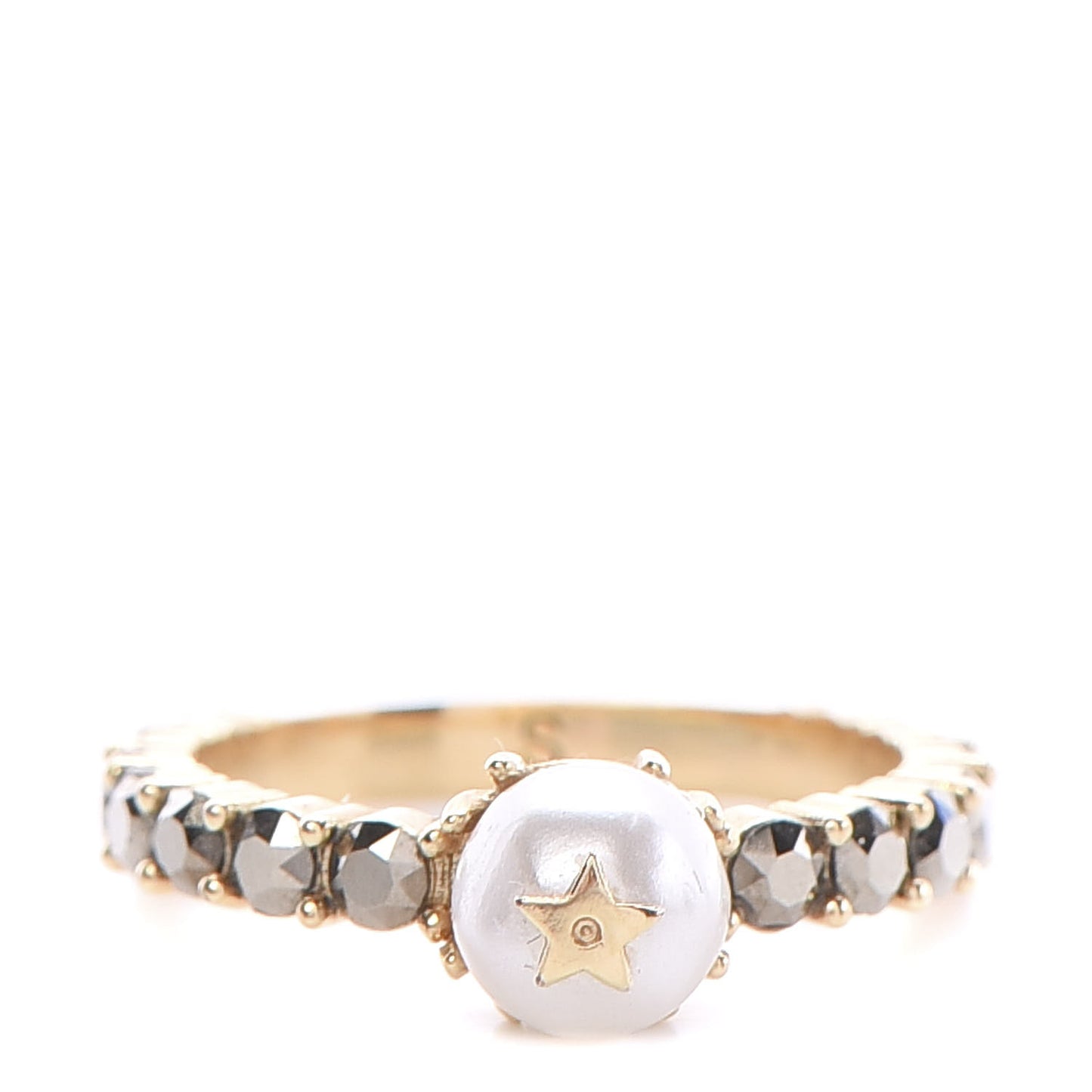Pearl Crystal Ring S Gold