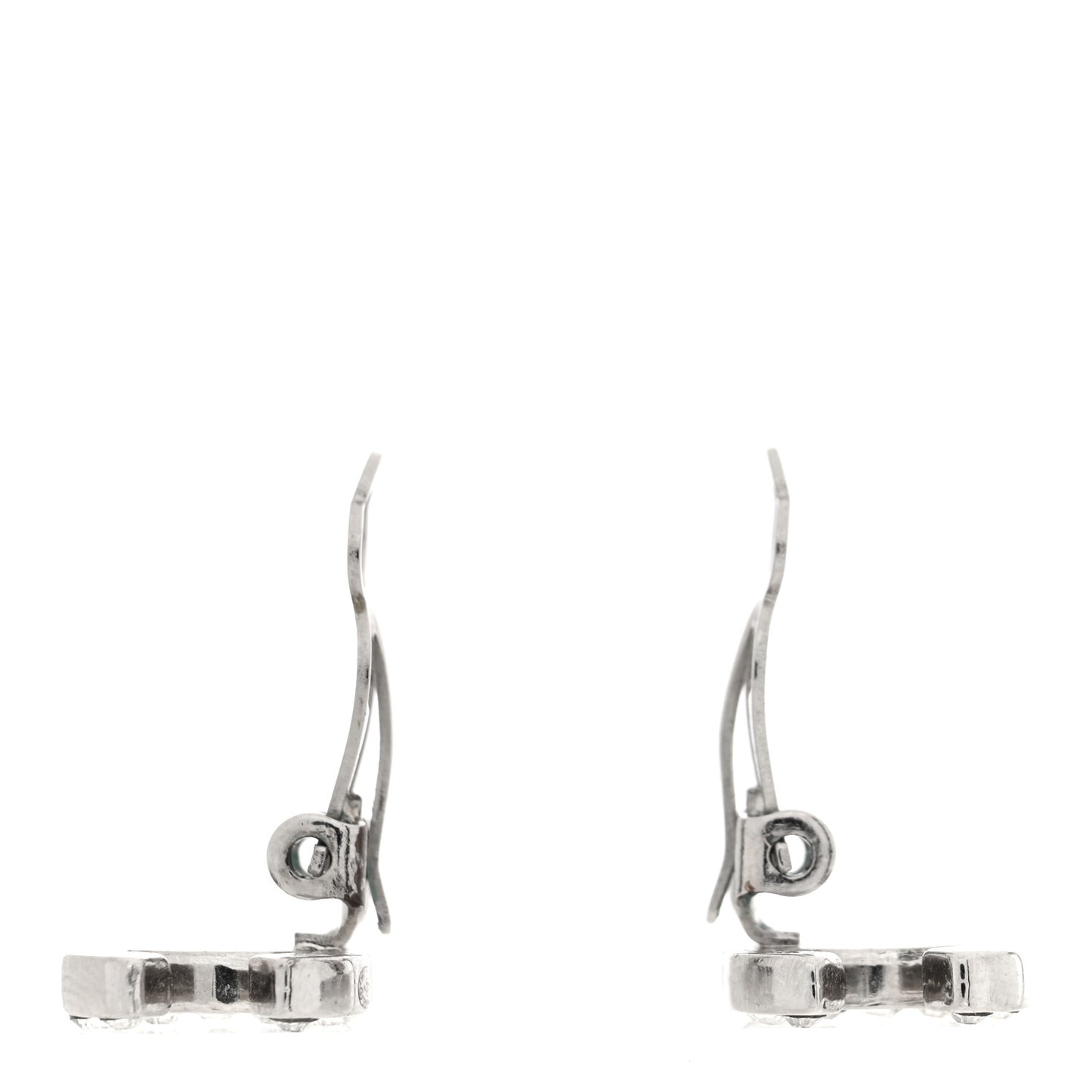 Crystal CC Clip on Earrings Silver