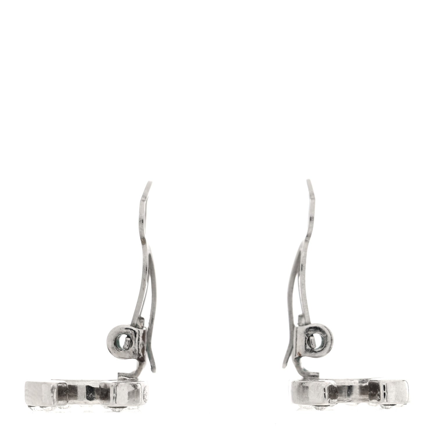 Chanel Crystal CC Clip on Earrings Silver 3 of 4