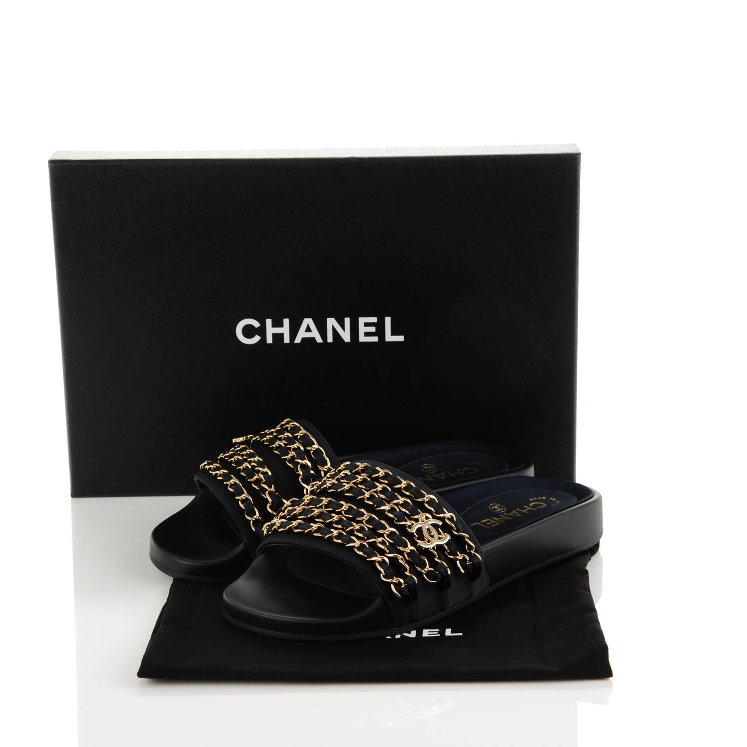 Chanel Nylon Chain Flat Sandals 36 Marine 8 of 8