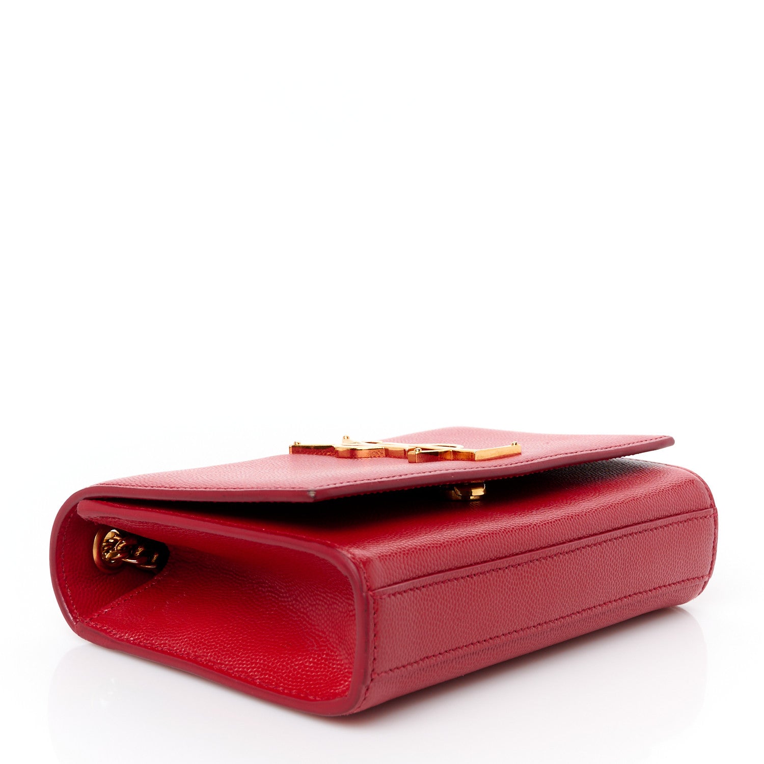 Saint Laurent Grain De Poudre Small Monogram Kate Satchel Red 4 of 11